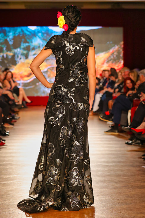 Rochie organza cu flori P-23