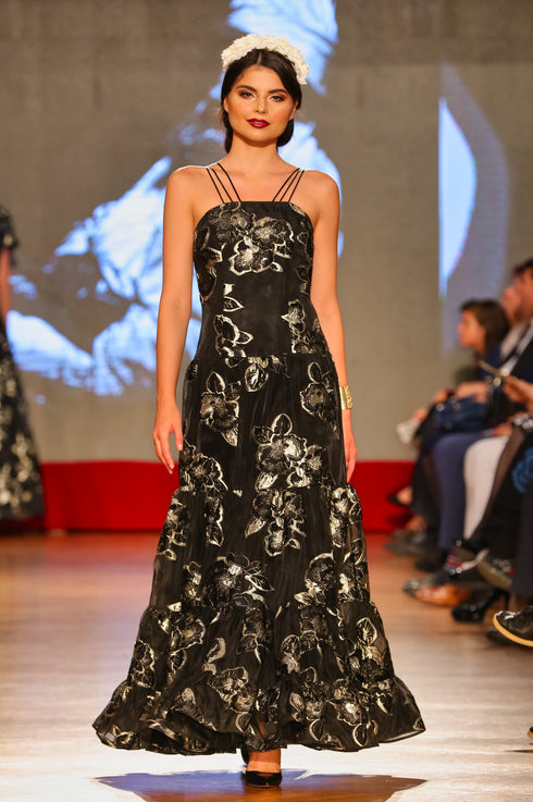 Rochie organza cu flori P-24