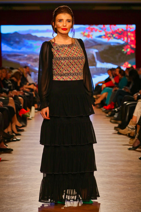 Rochie triplu voal brodat M-56