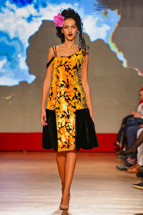 Rochie catifea cu paiete P-32