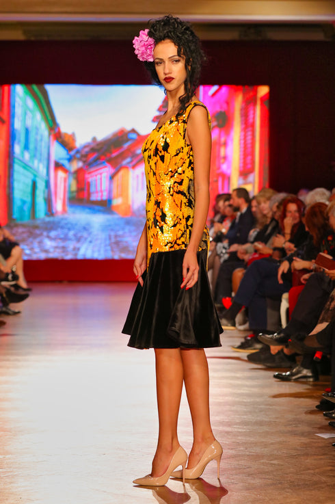 Rochie catifea cu paiete P-32