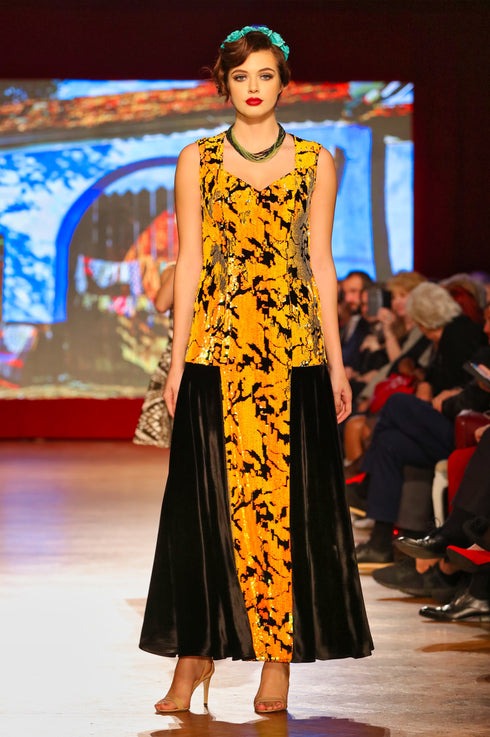 Rochie catifea cu paiete P-34