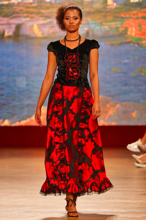 Bluza catifea cu broderie I-4