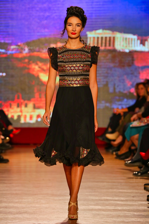 Rochie tul negru cu dantela M-58