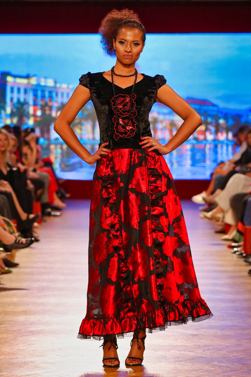 Bluza catifea cu broderie I-4