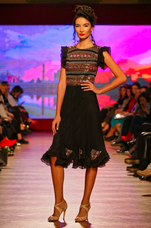 Rochie tul negru cu dantela M-58