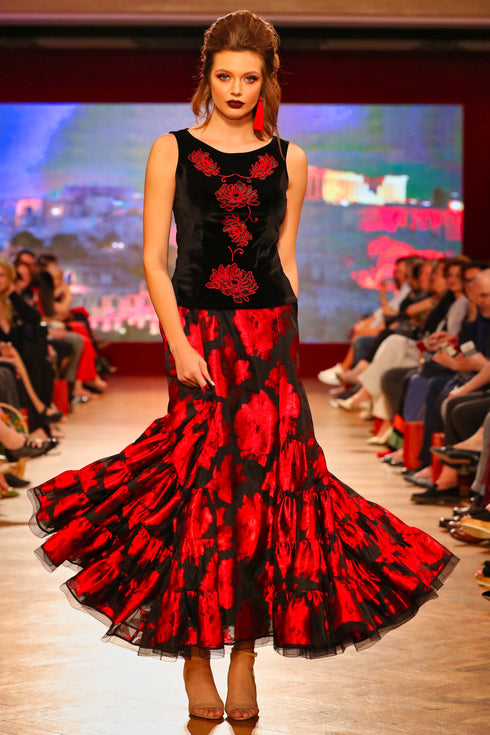 Bluza catifea cu broderie I-200