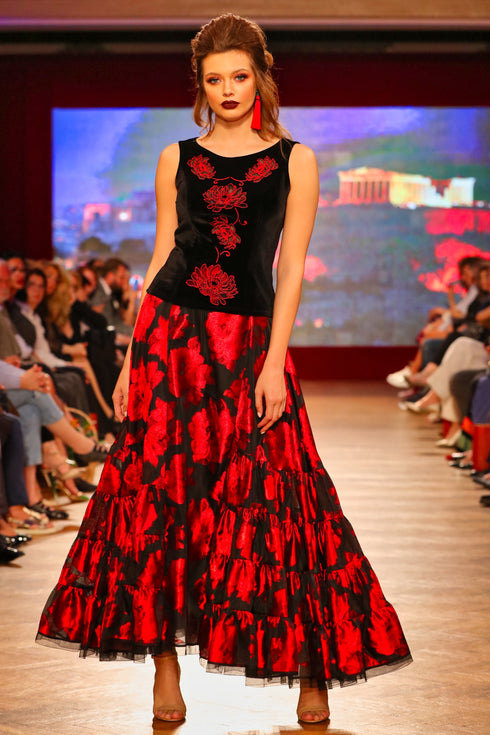 Bluza catifea cu broderie I-200