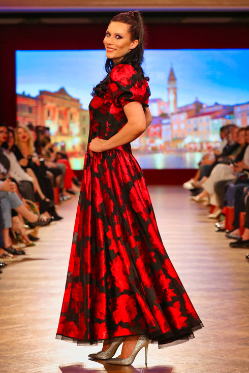 Rochie voal negru imprimat I-14