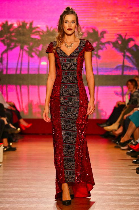 Rochie din catifea paietata M-66