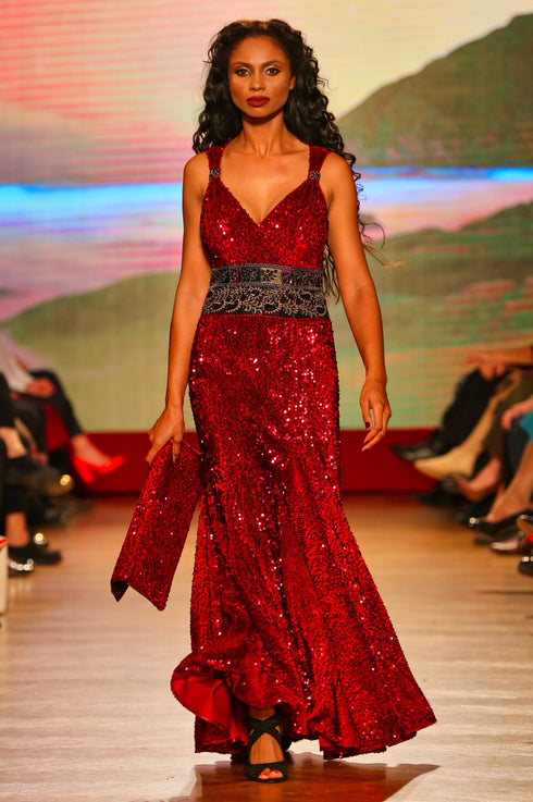 Rochie din catifea paietata M-67