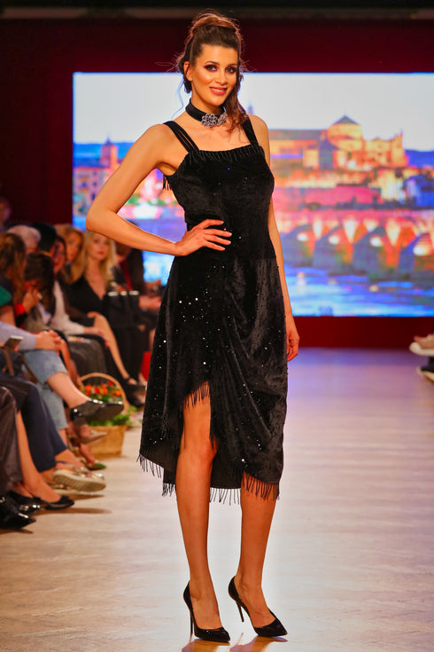 Rochie catifea cu paiete I-123