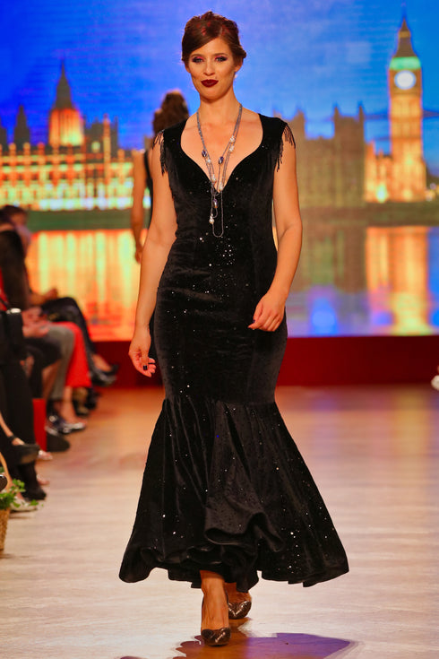 Rochie catifea cu paiete I-124