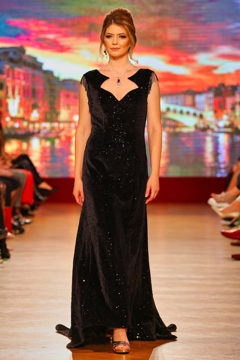 Rochie catifea cu paiete I-120