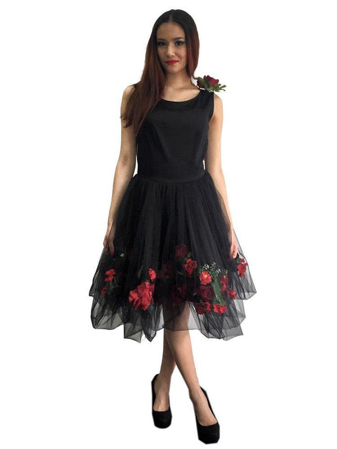 Rochie tull cu detalii din flori artificiale Liza Panait Liza Panait Online Boutique