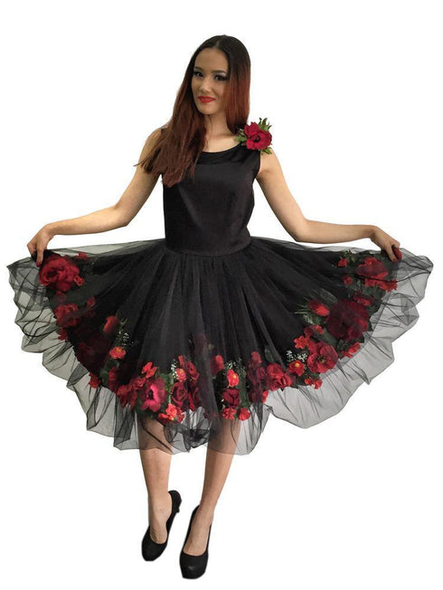 Rochie tull cu detalii din flori artificiale Liza Panait Liza Panait Online Boutique