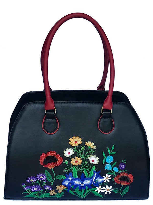 Poseta de piele cu broderie Liza Panait 2811  Liza Panait Liza Panait Online Boutique