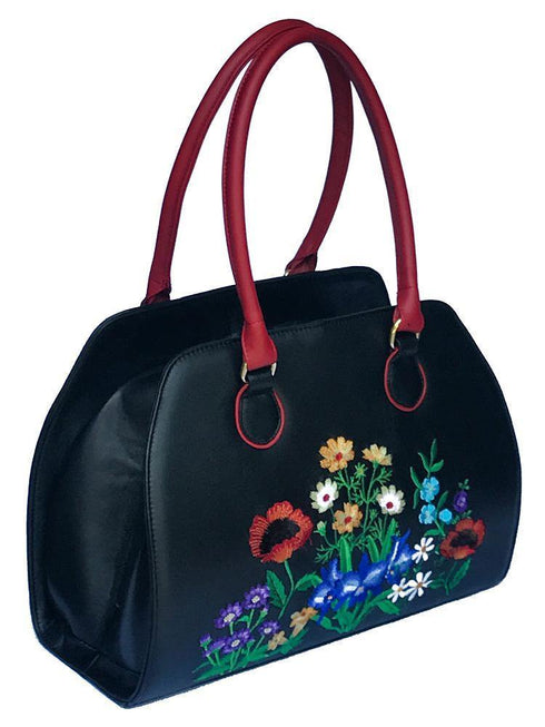 Poseta de piele cu broderie Liza Panait 2811 Liza Panait Liza Panait Online Boutique