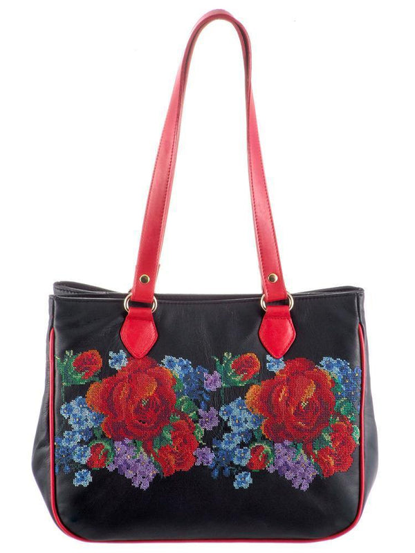 Poseta piele brodata  Liza Panait Liza Panait Online Boutique