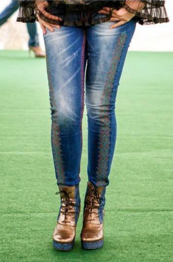 Pantalon denim brodati Liza Panait Liza Panait Online Boutique