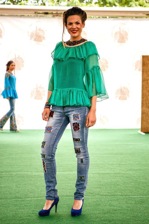 Pantalon denim Liza Panait Liza Panait Online Boutique