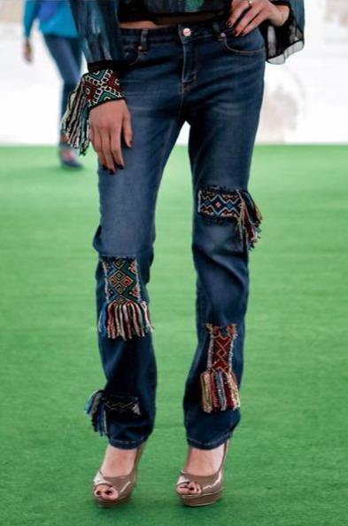 Pantalon denim cu aplicatii Liza Panait Liza Panait Online Boutique