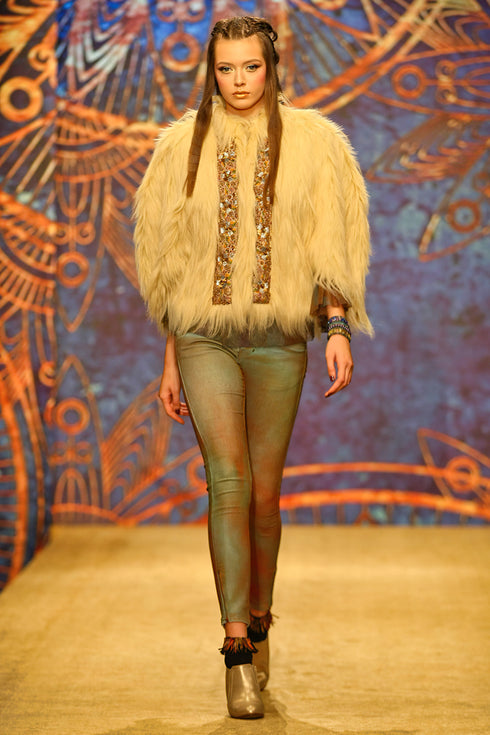 Pantalon denim pictati manual freeshipping - Liza Panait Online Boutique