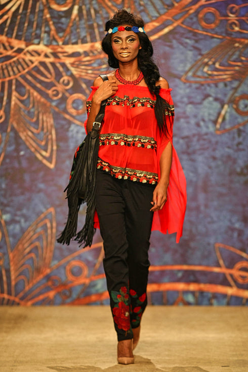 Pantalon denim brodati V320