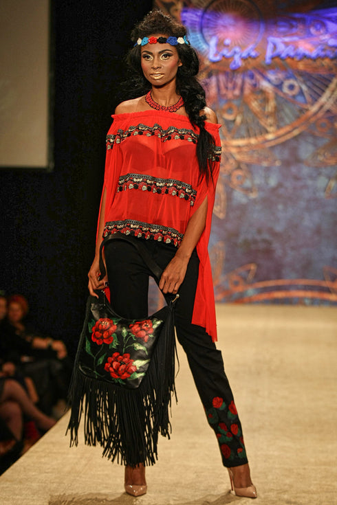 Pantalon denim brodati V320