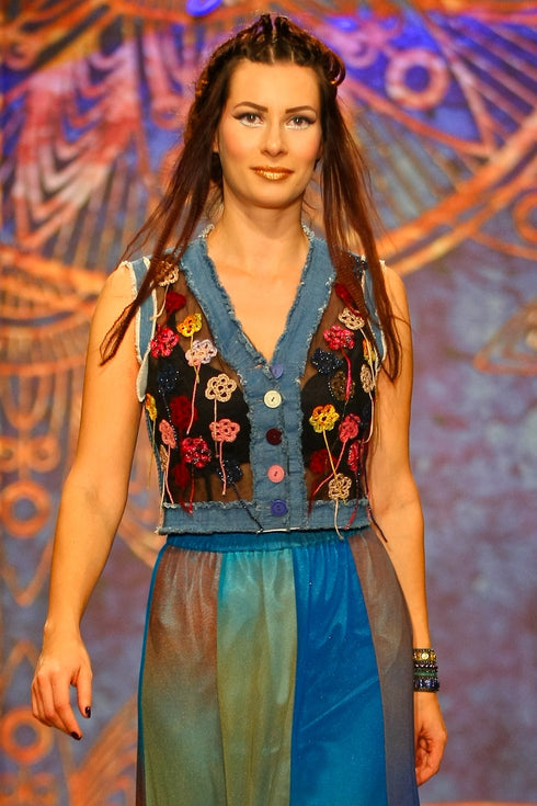 Vesta denim cu aplicatii 2313-38