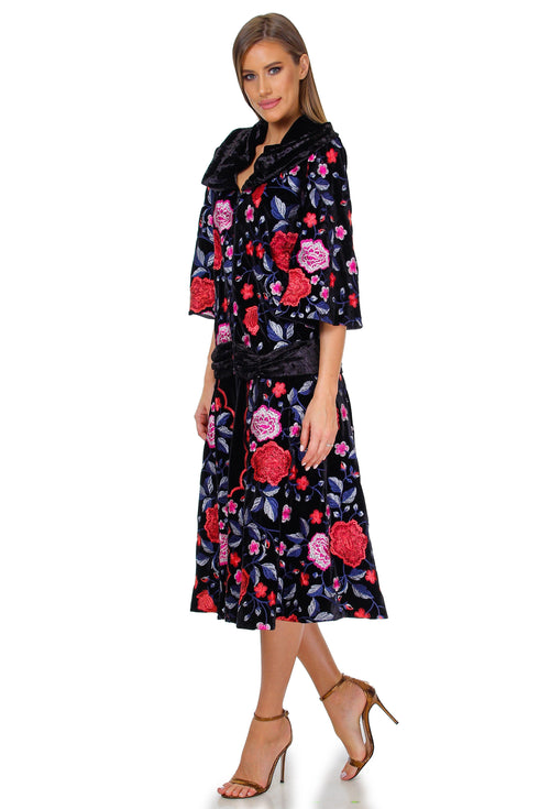 Pardesiu de catifea cu broderie Liza Panait Liza Panait Online Boutique