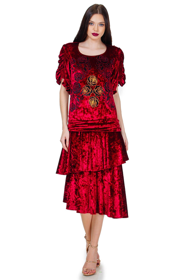 Rochie catifea cu broderie  Liza Panait Liza Panait Online Boutique