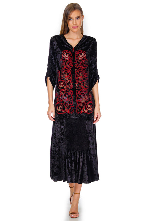 Rochie catifea neagra brodata Liza Panait Liza Panait Online Boutique