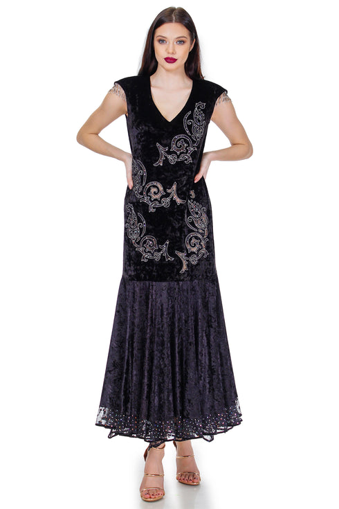 Rochie catifea cu broderie Liza Panait Liza Panait Online Boutique