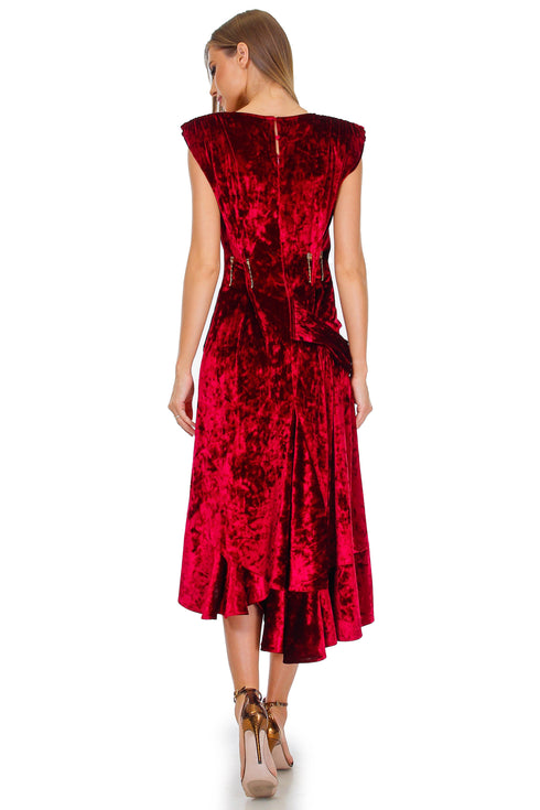 Rochie catifea rosie brodata Liza Panait Liza Panait Online Boutique