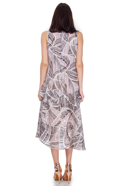 Rochie voal bej cu imprimeu Liza Panait Liza Panait Online Boutique