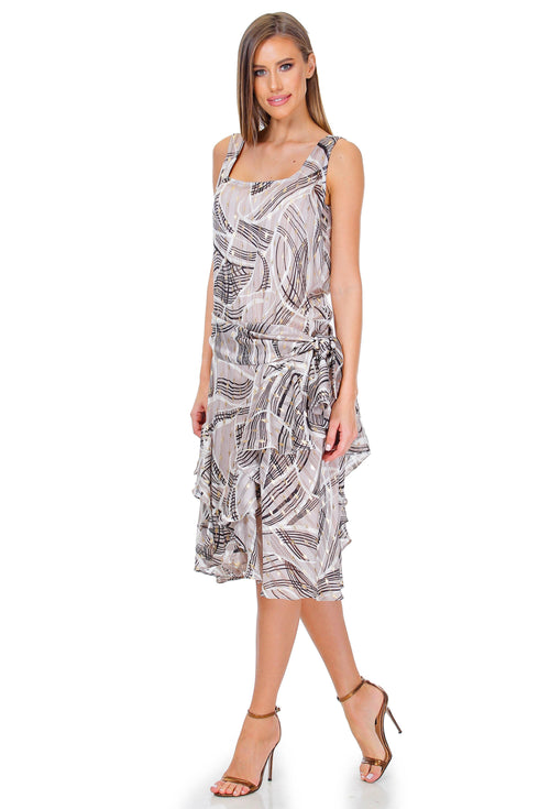 Rochie voal bej cu imprimeu Liza Panait Liza Panait Online Boutique