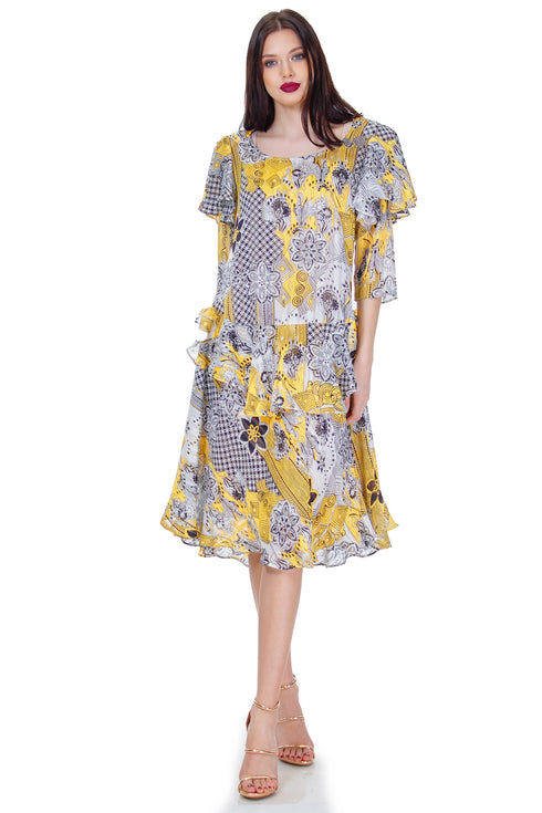 Rochie voal alb cu imprimeu Liza Panait Liza Panait Online Boutique