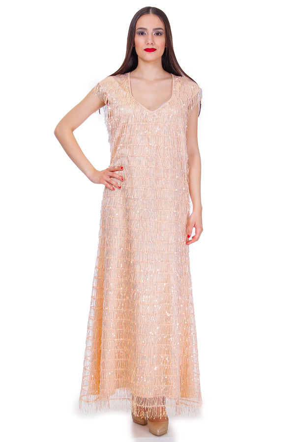 Rochie tull cu franjuri de paiete Liza Panait Liza Panait Online Boutique