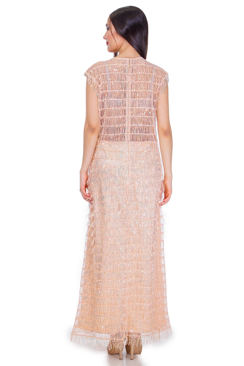 Rochie tull cu franjuri de paiete Liza Panait Liza Panait Online Boutique