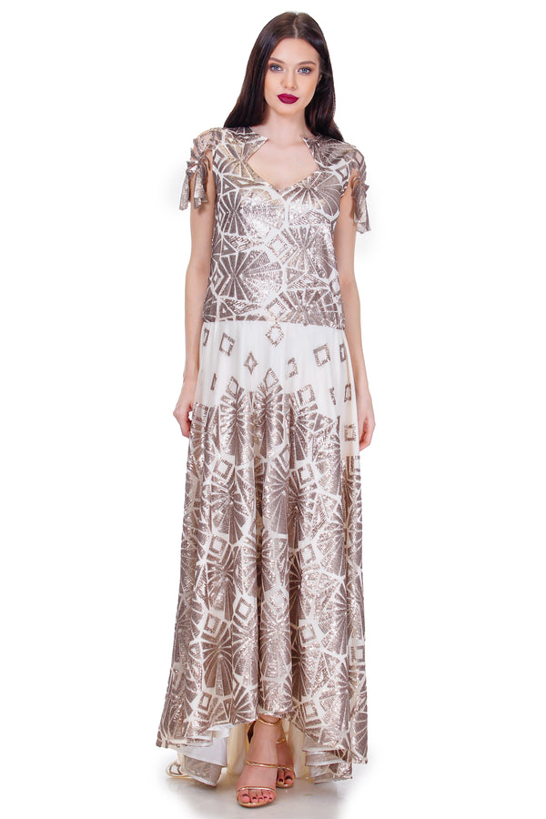 Rochie tull bej cu paiete Liza Panait Liza Panait Online Boutique