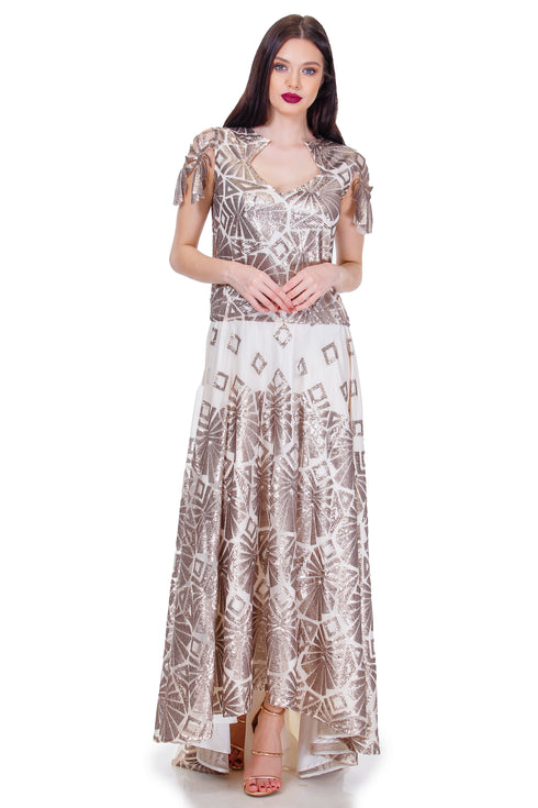 Rochie tull bej cu paiete Liza Panait Liza Panait Online Boutique