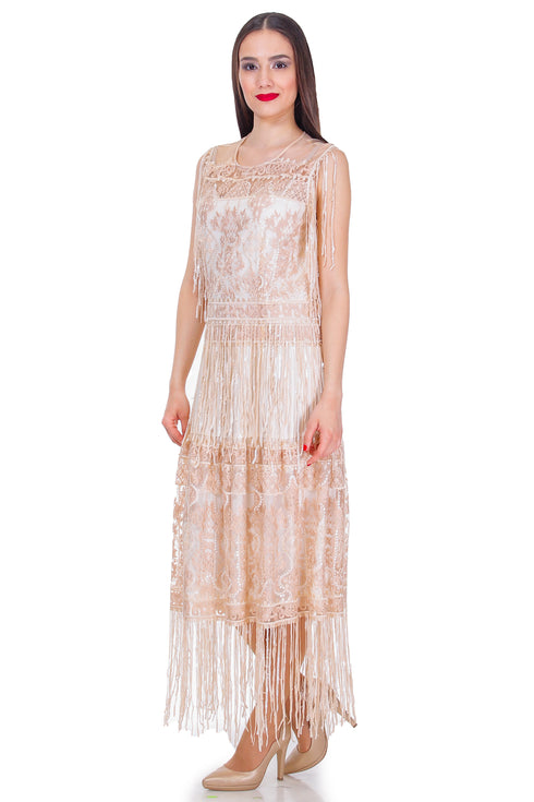 Rochie tull bej cu broderie Liza Panait Liza Panait Online Boutique