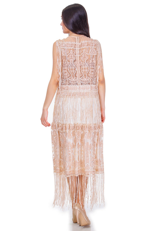Rochie tull bej cu broderie Liza Panait Liza Panait Online Boutique