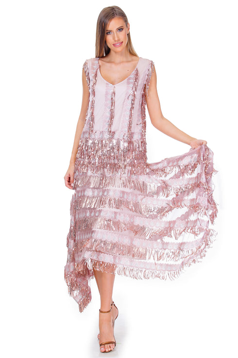 Rochie tull cu franjuri si paiete Liza Panait Liza Panait Online Boutique