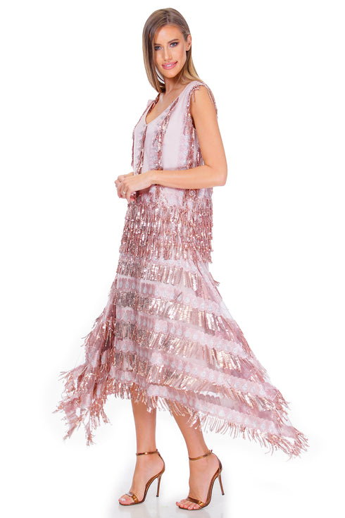 Rochie tull cu franjuri si paiete Liza Panait Liza Panait Online Boutique