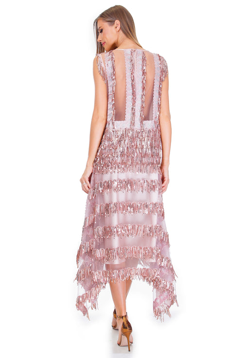 Rochie tull cu franjuri si paiete Liza Panait Liza Panait Online Boutique