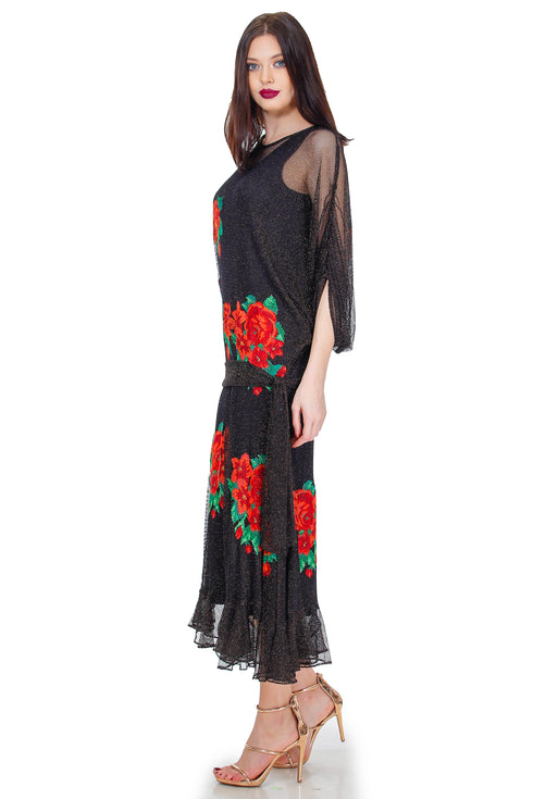 Rochie plasa negru cu auriu Liza Panait Liza Panait Online Boutique