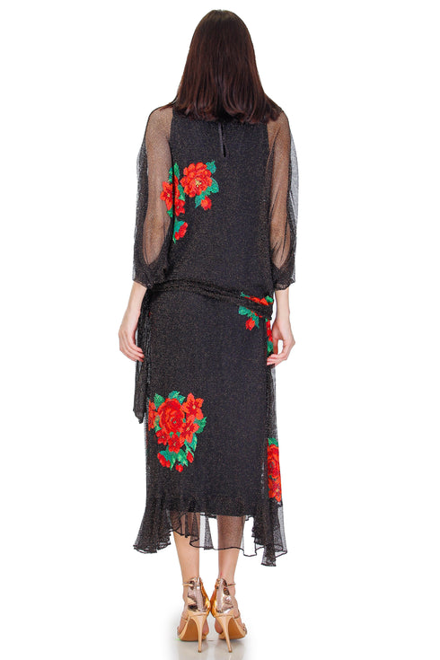 Rochie plasa negru cu auriu Liza Panait Liza Panait Online Boutique