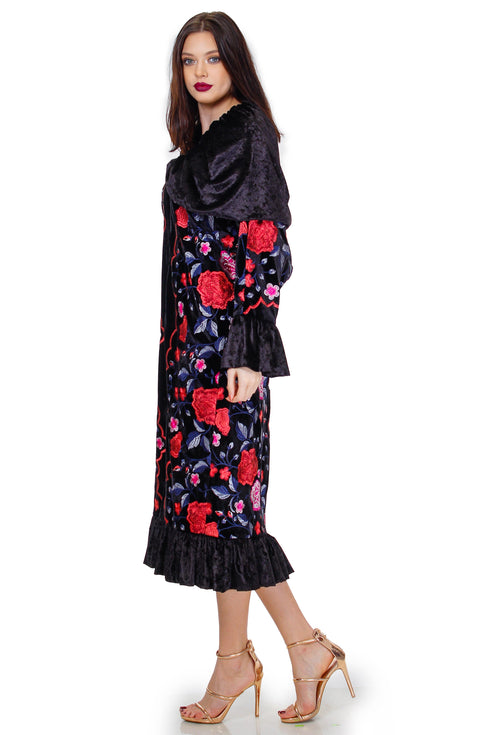 Pardesiu catifea cu broderie Liza Panait Liza Panait Online Boutique